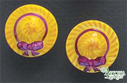 SKU# 8914 - Women's Hat Earrings: Yellow - Clip On