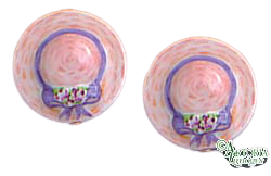 SKU# 8916 - Hut-Ohrringe für Damen: Rosa - Durchbohrt