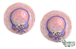SKU# 8916 - Women's Hat Earrings: Pink - Pierced