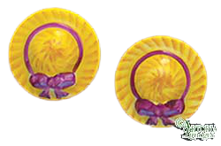 SKU# 8917 - Women's Hat Earrings: Yellow - Pierced