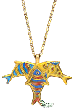 SKU# 8934 - Halskette mit Anhänger - Fisch-Dreifaltigkeit -
