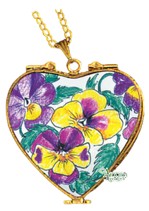 SKU# 8937 - Pendant  Necklace - Heart: Pansy  -