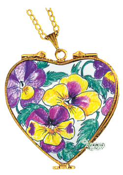 SKU# 8937 - Pendant  Necklace - Heart: Pansy  -