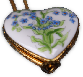 SKU# 8940 - Collar colgante - Corazón: Flores azules -