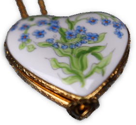 SKU# 8940 - Pendant  Necklace -  Heart: Blue flowers -