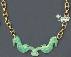 SKU# 8946 - Sea Horse Necklace: Green