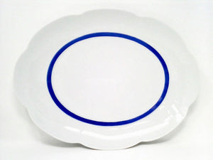 SKU# L412-NYM20447 - Fleur'T Bleu Oval Platter Large - Shape Nymphea - Size: 14.5"