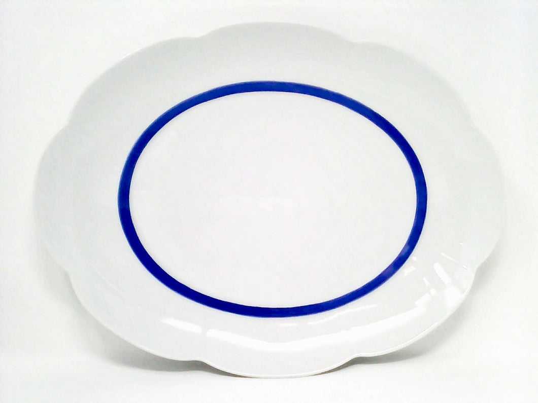SKU# L412-NYM20447 - Fleur'T Bleu Oval Platter Large - Shape Nymphea - Size: 14.5
