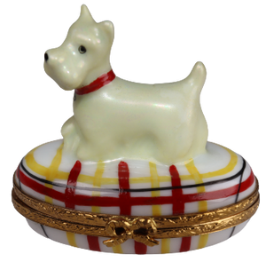 SKU# 7288 - Westie auf rotem und gelbem Sockel