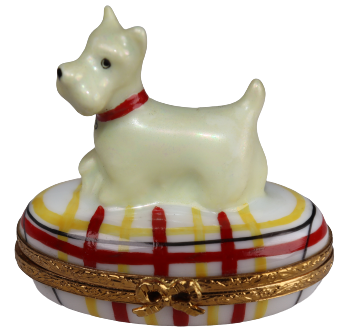 SKU# 7288 - Westie auf rotem und gelbem Sockel