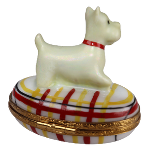 SKU# 7288 - Westie auf rotem und gelbem Sockel