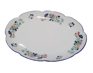 SKU# L412-NYM20805- Paradis Bleu Oval Platter Medium - Shape Nymphea - Size: 14.75" *