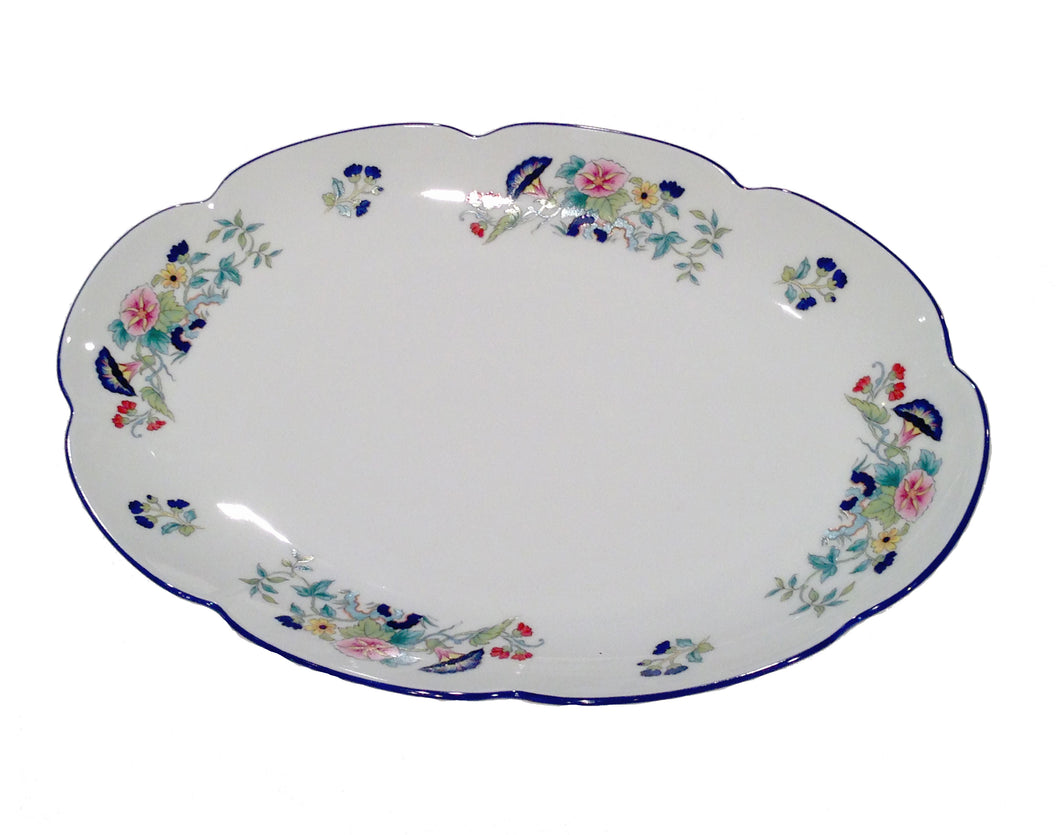 SKU# L412-NYM20805- Paradis Bleu Oval Platter Medium - Shape Nymphea - Size: 14.75