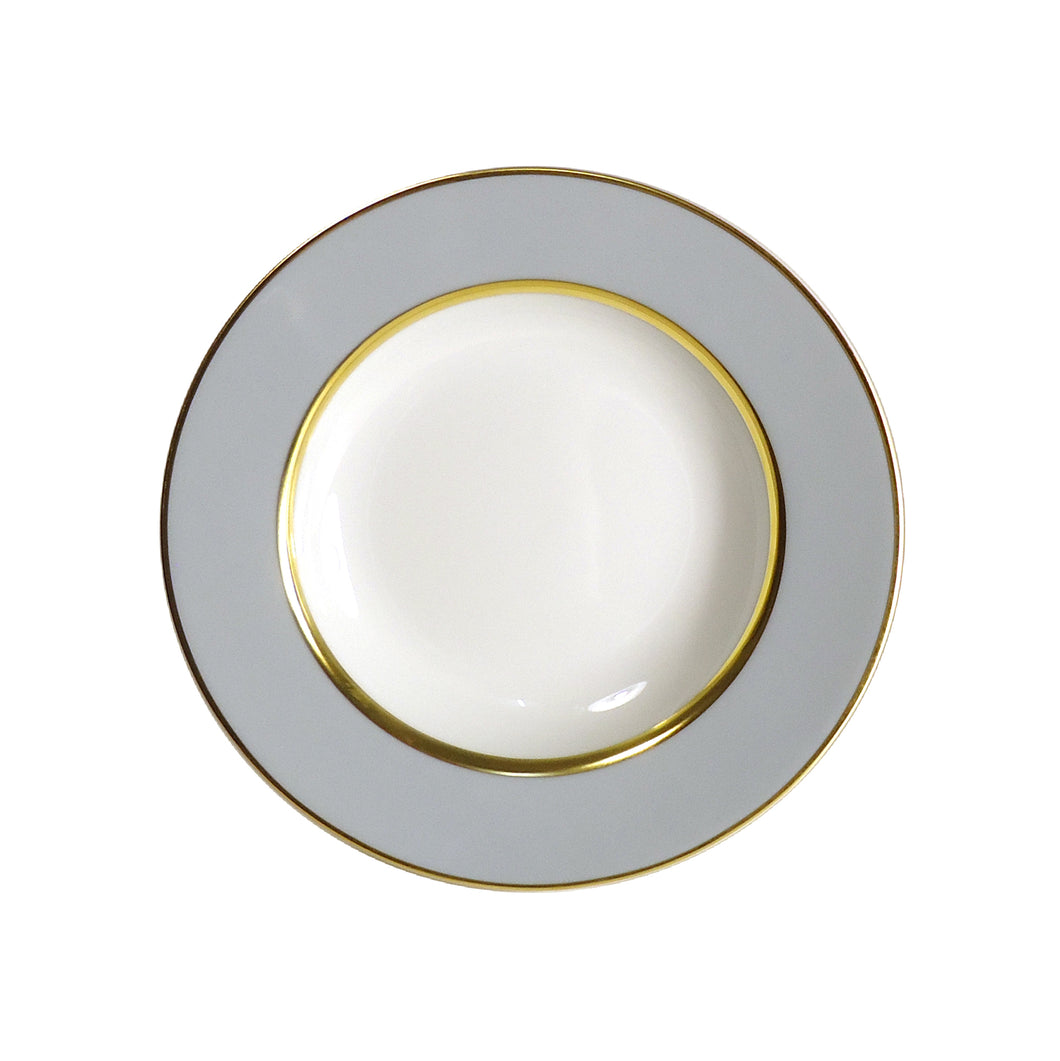 SKU# A235-REC20829 - Mak Grey Gold Rim Soup Plate - Shape Recamier - Size: 9
