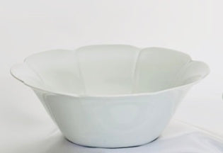 SKU# A220-NYM00001 - Nymphea White Shallow Salad/Pasta Plate - Shape Nymphea - Size: 8.5