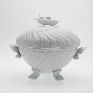 SKU# P998-OCE00001 - Ocean White Footed Fish Soup Tureen - Shape Ocean