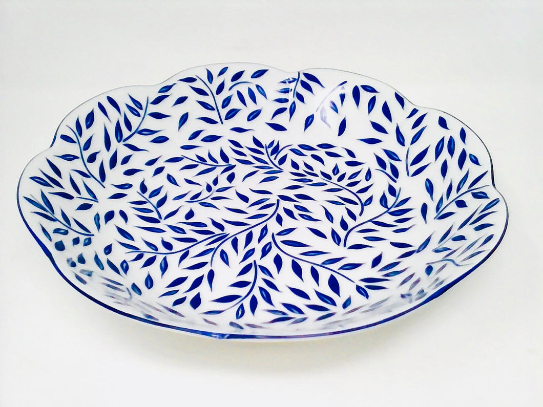 SKU# L211-NYM20826 - Olivier Blue Round Deep Platter - Shape Nymphea - Size: 11