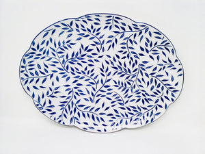 SKU# L412-NYM20826 - Olivier Blue Oval Platter Large - Shape Nymphea - Size: 14.5"