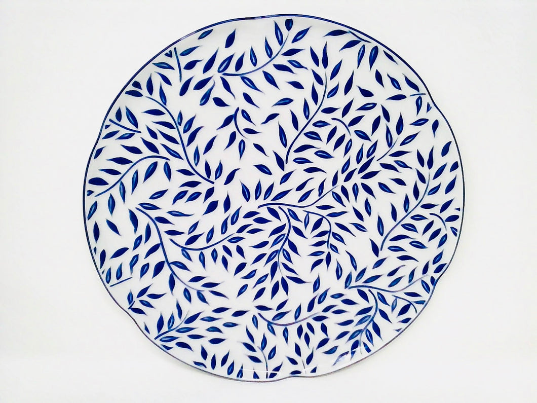 SKU# L120-NYM20826 - Olivier Blue Round Flat Platter - Shape Nymphea - Size: 12