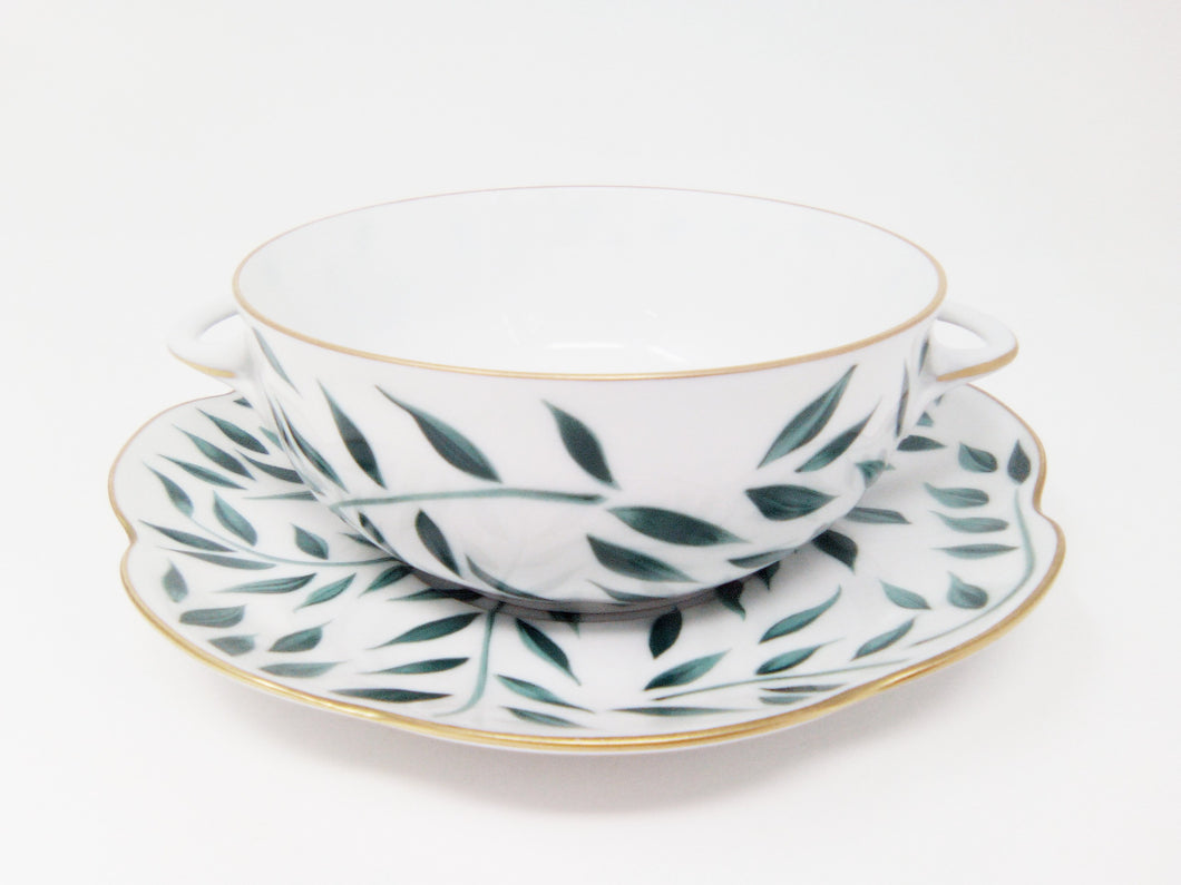 SKU# T300-NYM12010 - Olivier Green Cream Soup Saucer - Shape Nymphea