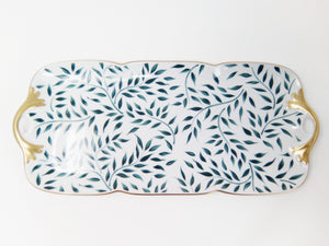 SKU# L330-NYM12010 - Olivier Green Rectangular Cake Platter - Shape Nymphea - Size: 15.75"