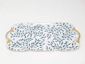 SKU# L330-NYM12010 - Olivier Green Rectangular Cake Platter - Shape Nymphea - Size: 15.75"