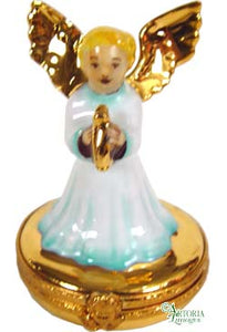 SKU# R113 - ANGEL WITH HARP ON GOLD BASE