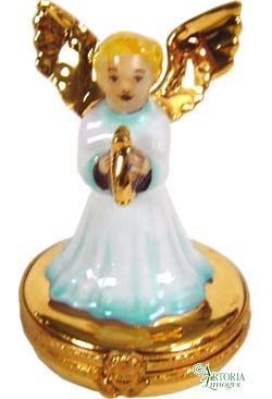 SKU# R113 - ANGEL WITH HARP ON GOLD BASE